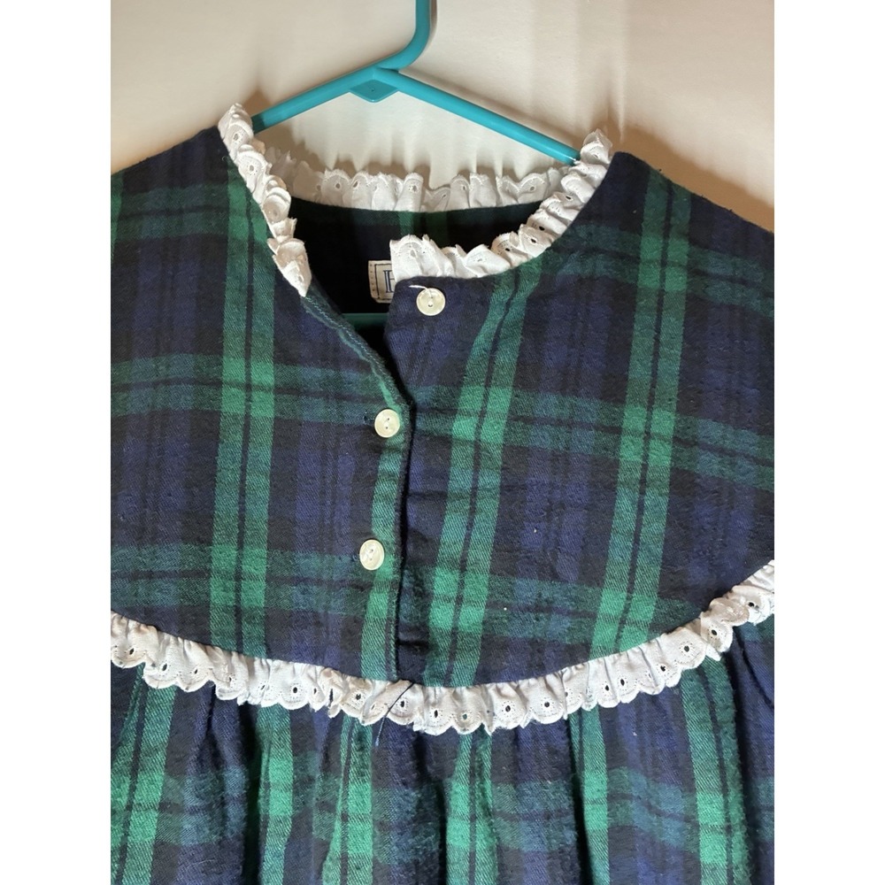 Belle Pointe Black Watch Plaid Cotton Flannel Midi Nightgown Womens M Grannycore - Picture 2 of 6
